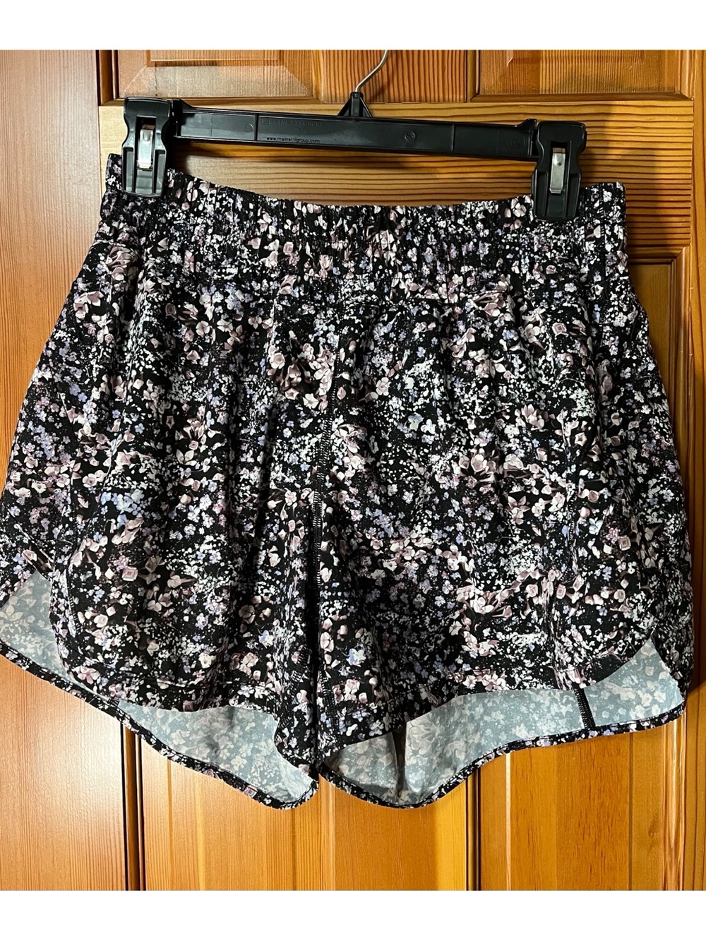 lululemon athletica Black Shorts with Pink and White Floral Print
